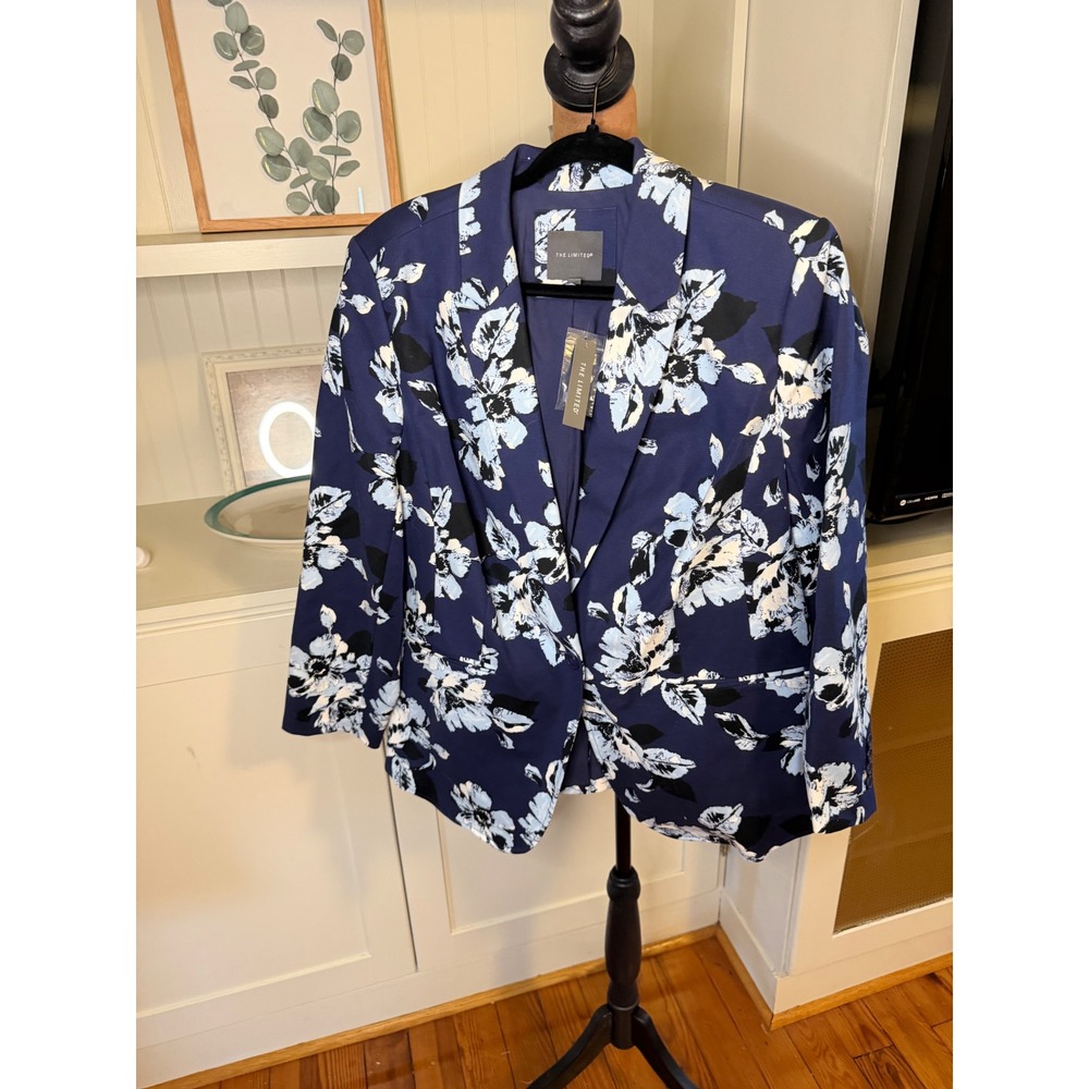 The Limited Floral Blazer Navy Blue Light Blue Soft Garden 16W NWT